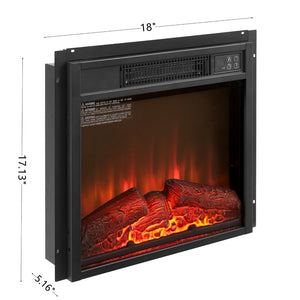English Elm Electric Fireplace Insert Slim 1400w Heater with Adjustable Led Flame and Log Set W1758107430