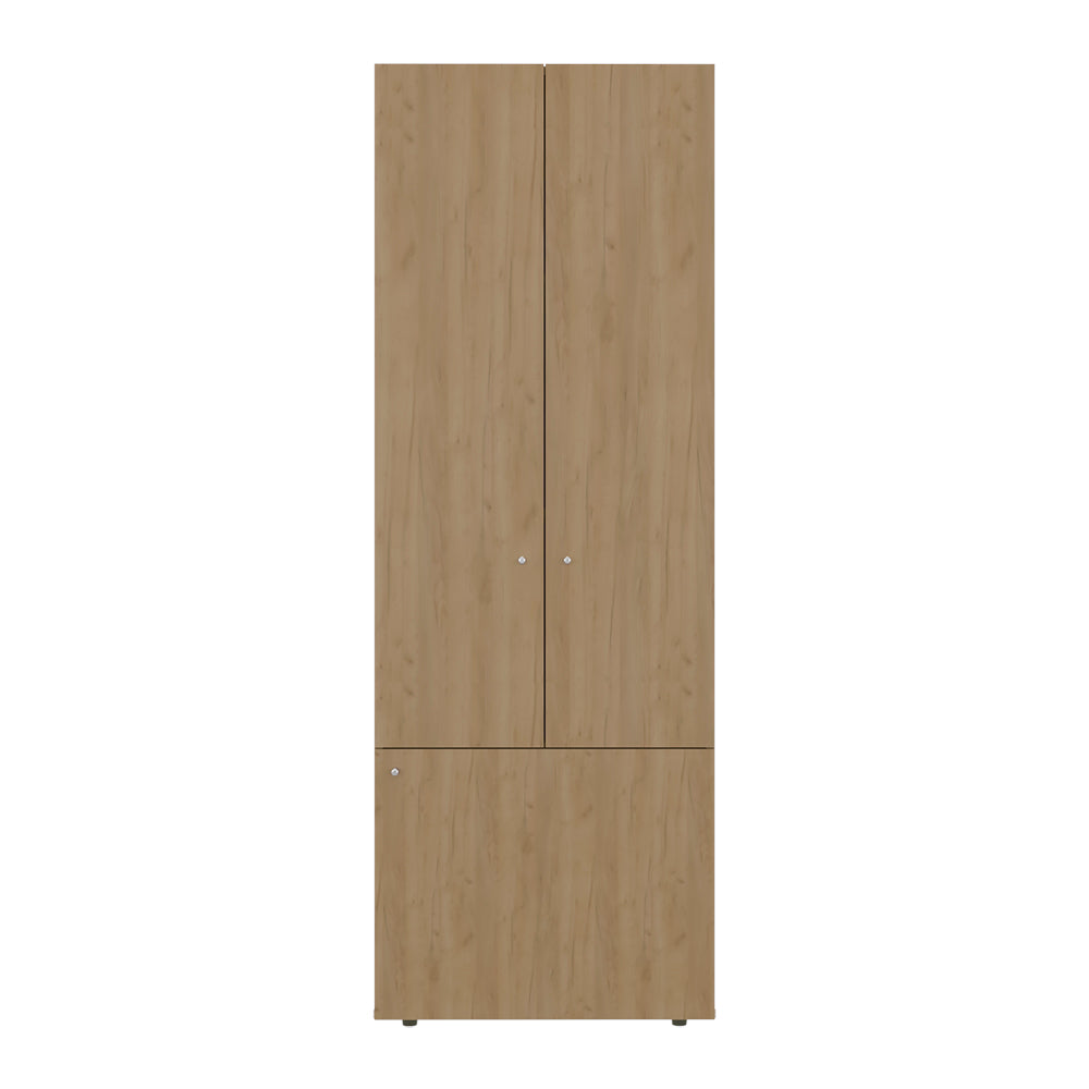 English Elm Soham Closet System Duo Macadamia Beige – 3-Door Engineered Wood Wardrobe with 5 Adjustable Shelves, Durable Stylish Storage B092P360639