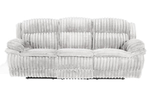 English Elm Manual Motion Loveseat Recliner with Plush Fur-Like Corduroy, Center Console, Cup Holders & Storage Light Gray 33 L x 94 W x 28 H B089P296901