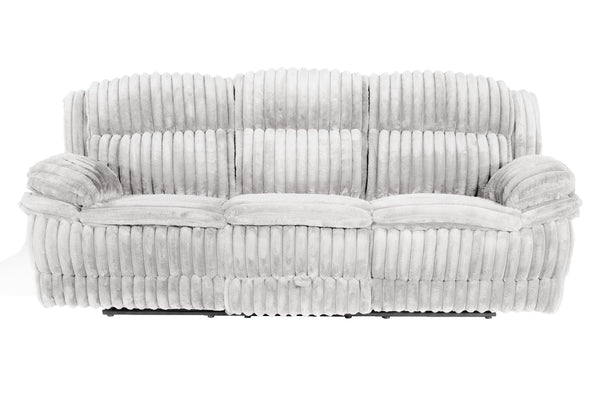 English Elm Manual Motion Loveseat Recliner with Plush Fur-Like Corduroy, Center Console, Cup Holders & Storage Light Gray 33 L x 94 W x 28 H B089P296901