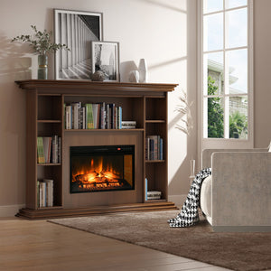 English Elm Homcom 27" Retro Electric Fireplace Insert With Remote Control, Realistic Flame & Adjustable Heat W2225P249862