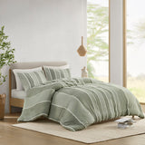 INK+IVY Shay BOHO 3 Piece Striped Cotton Duvet Cover Set II12-1323 Sage