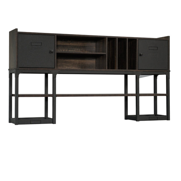 English Elm Hutch, Modern Rustic Brown Finish With Adjustable Shelves For Stylish Home Office Organization B356P367853