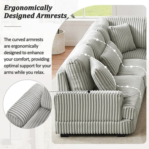 English Elm 101.2" Modular Chenille Sectional Sofa with Tufted Cushions and Deep Seating for Living Room N719S001691E
