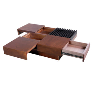 English Elm Christopher Knight Home® - ITALIAN Acacia Wood Retro Coffee Table with Storage Compartments, Brown & Black Midcentury Charm N770P270584B