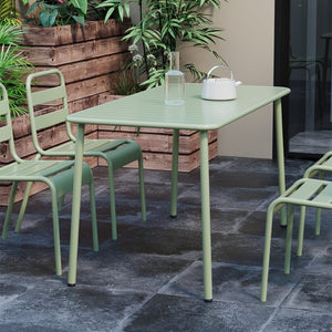 English Elm Sella Long Table In Frosty Green - Compact Outdoor Dining & Leisure Table For Balconies & Patios W3318P308295-GIGA