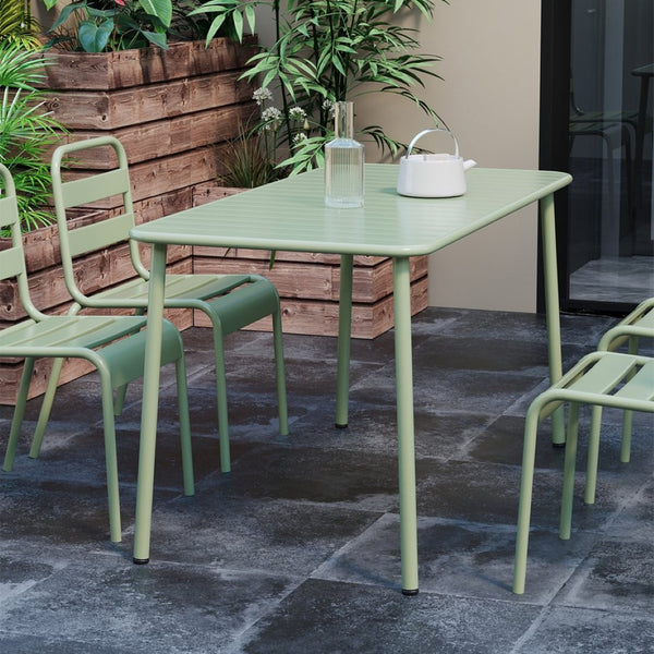 English Elm Sella Long Table In Frosty Green - Compact Outdoor Dining & Leisure Table For Balconies & Patios W3318P308295-GIGA