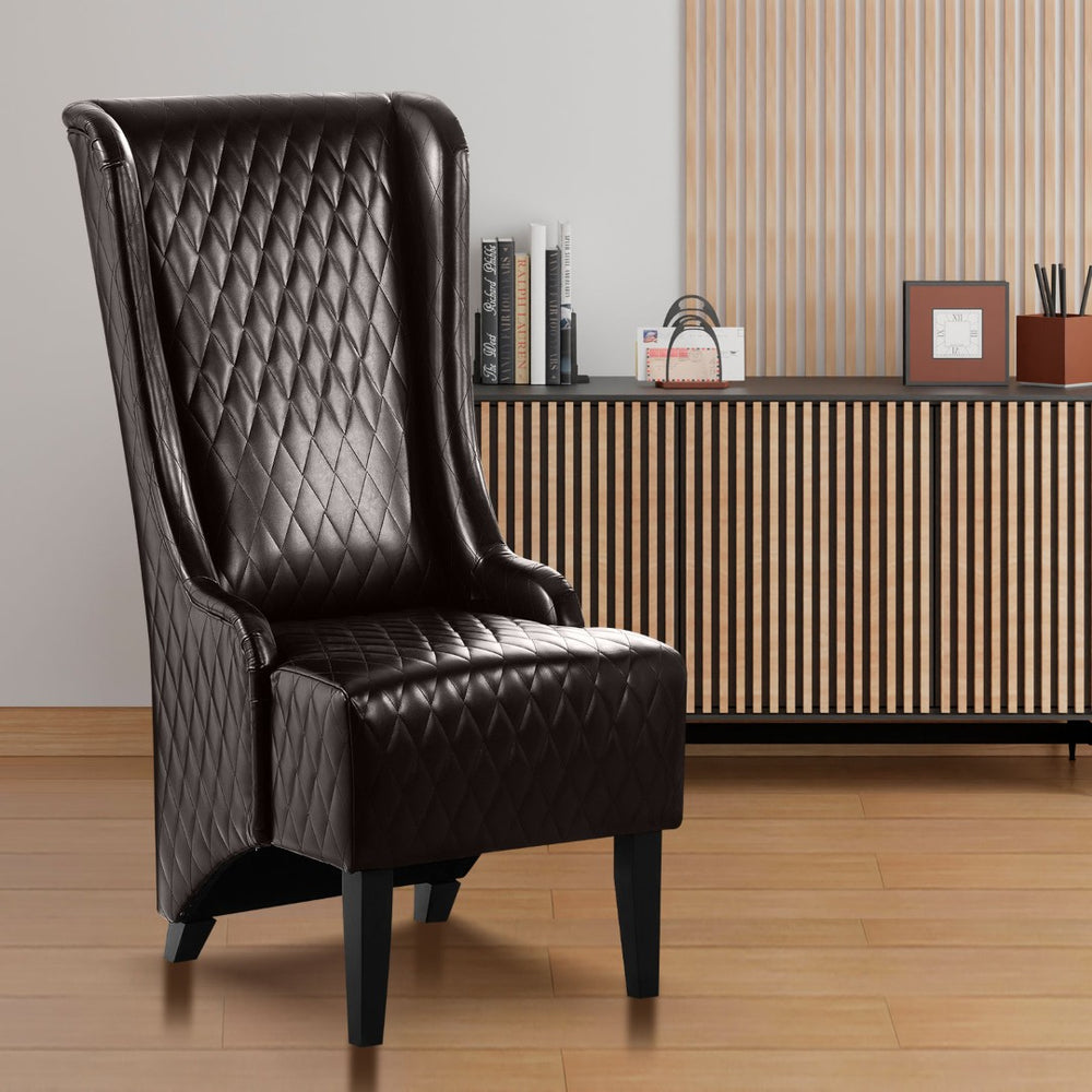 English Elm 23.03" Wide Pu Leather Wingback Accent Chair with Tall Back and Solid Birch Legs W680P421537