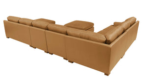 English Elm Leather Match Modular Sectional Sofa Top Grain Upholstered L Shaped Living Room Ginger B2748S00031