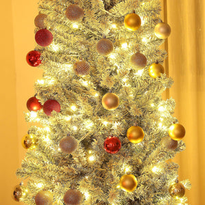 English Elm Homcom 9 Ft Pre-Lit Pencil Christmas Tree With 310 Led Lights, Flocked Design For Cozy Holiday Vibes W2225P249682