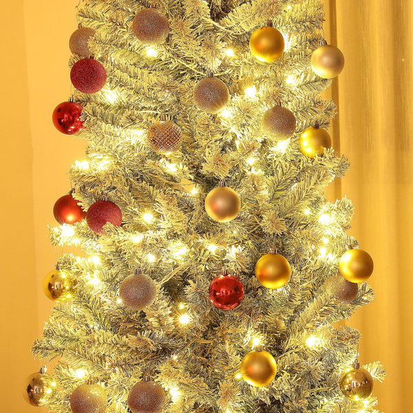 English Elm Homcom 9 Ft Pre-Lit Pencil Christmas Tree With 310 Led Lights, Flocked Design For Cozy Holiday Vibes W2225P249682