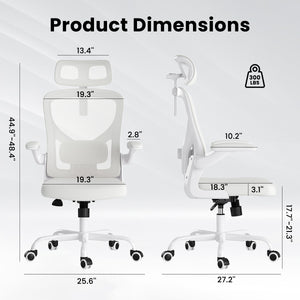English Elm Ergonomic Office chair with adjustable headrest and lumbar support, breathable mesh, space-saving design White T3623P368571