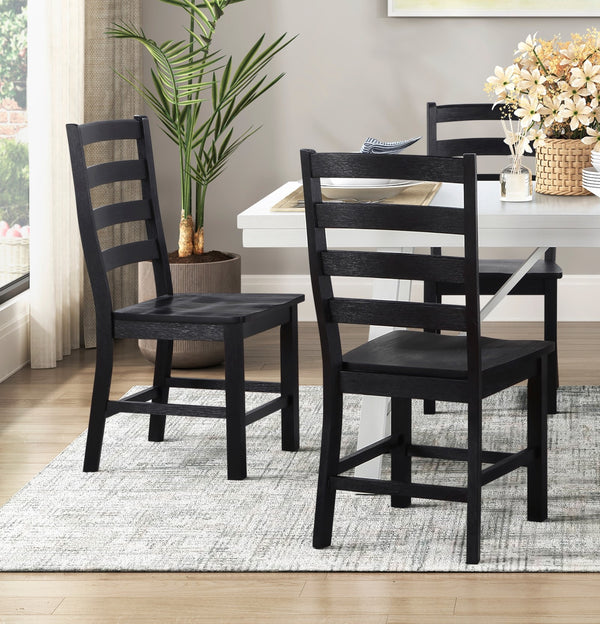 English Elm Contemporary Farmhouse Oak Veneer Side Chairs Set of 2 — Casual Wooden Dining Seats with Distinct Grain Black 40 L x 20 W x 9.75 H B011P188441