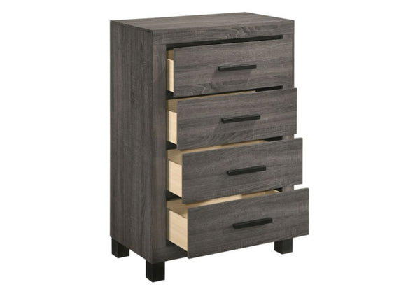 English Elm Modern Six Drawer Rubberwood Chest with Bar Handles Gray Bedroom Storage B011P447482