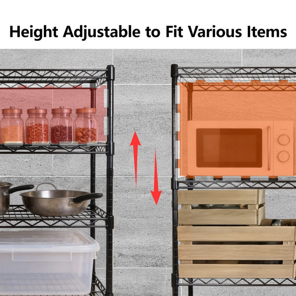 English Elm 55.5" Wide 4 Tier Rolling Wire Shelving Unit Heavy Gauge Steel Garage Storage W2932P373621