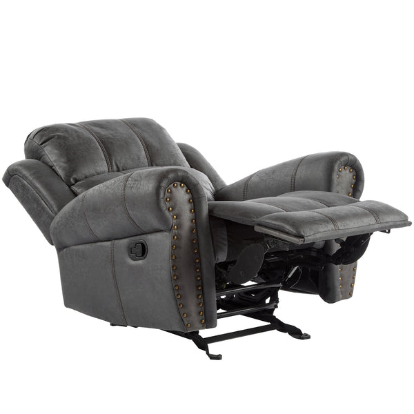 English Elm Christopher Knight Home® - 40.75" Wide Suede Manual Glider Recliner Chair with Rolled Arms, Microfiber Comfort & Infinite Positions Slate N763P264499E