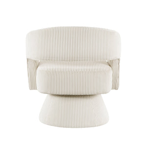 English Elm Modern Corduroy Swivel Accent Chair with Plush Textured Upholstery, 360° Rotation, Minimalist Elegance Beige 27.75 L x 26.5 W x 19.75 H B011P256230