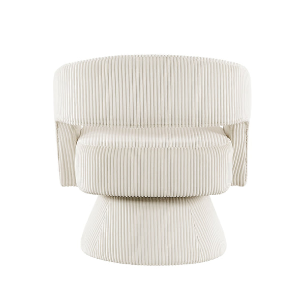 English Elm Modern Corduroy Swivel Accent Chair with Plush Textured Upholstery, 360° Rotation, Minimalist Elegance Beige 27.75 L x 26.5 W x 19.75 H B011P256230