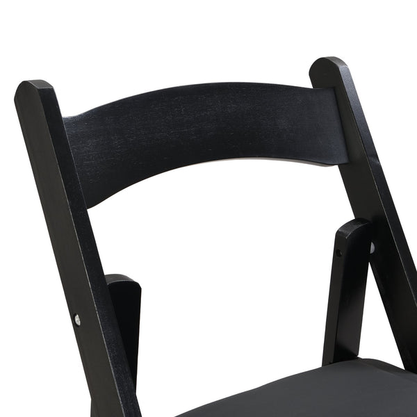 English Elm Upholstered solid wood folding chair with plush PU cushion, space-saving portable seating for events/home gatherings Black W495P193665