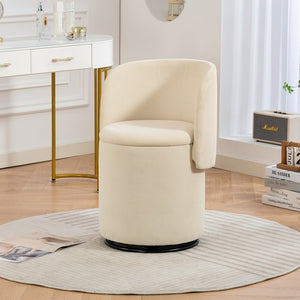 English Elm Stylish Barrel Swivel Accent Chair Upholstered Seat with Storage for Vanity or Dining W3248P424639