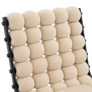 English Elm Set of 2 Dutch Velvet Bubble Backrest Dining Chairs with Sculptural Tufted Design Beige,Black W3875P370840