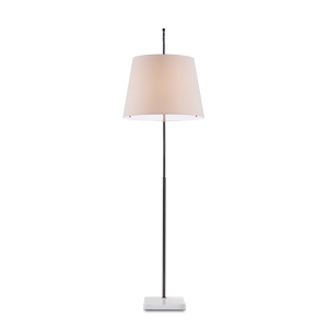Cloister Modern Bronze Floor Lamp with Elegant Arc Design and White Linen Shade for Contemporary Spaces