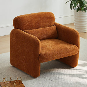 English Elm Best-selling Boucle Cloud Chair Curved Plush Upholstered Armchair with Lumbar Pillow Included Orange W1765P334055