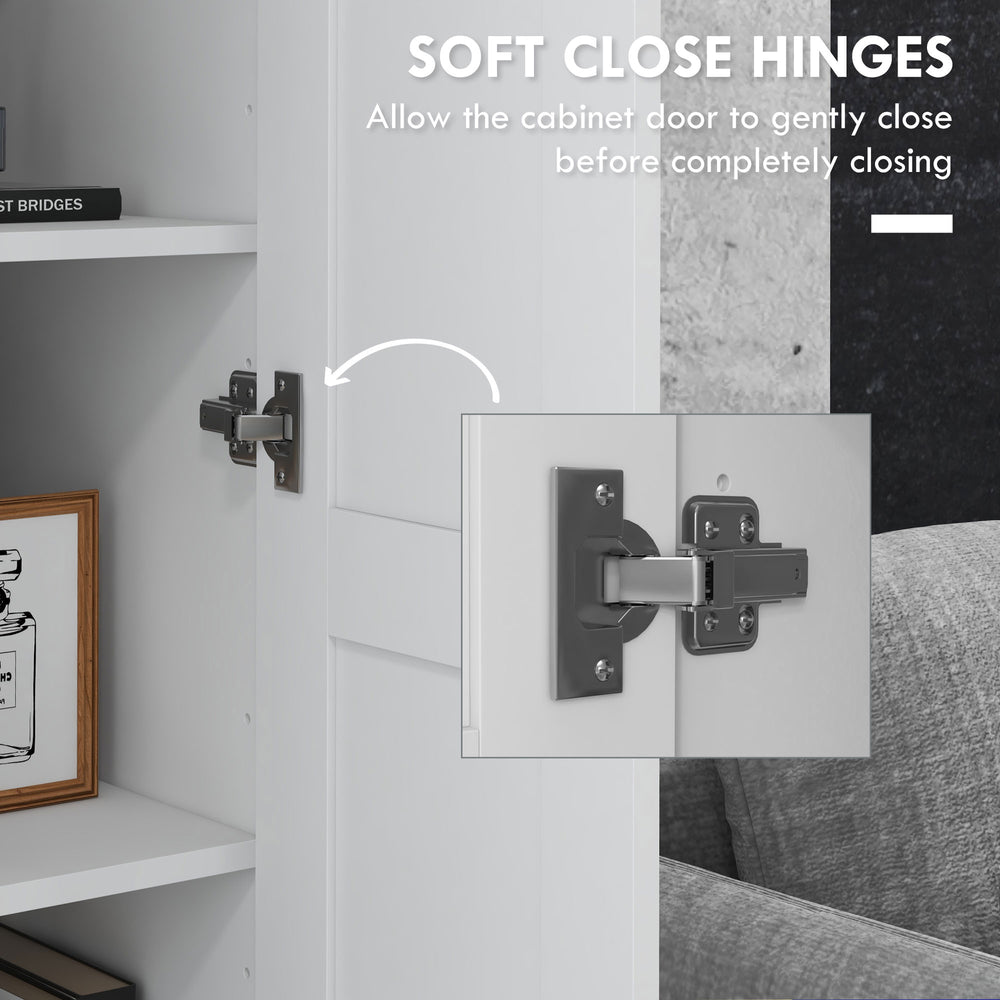 English Elm Homcom 71" Tall Storage Cabinet With Adjustable Shelves, Soft-Close Doors, Modern White Design W2225P229415