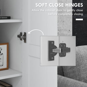 English Elm Homcom 71" Tall Storage Cabinet With Adjustable Shelves, Soft-Close Doors, Modern White Design W2225P229415