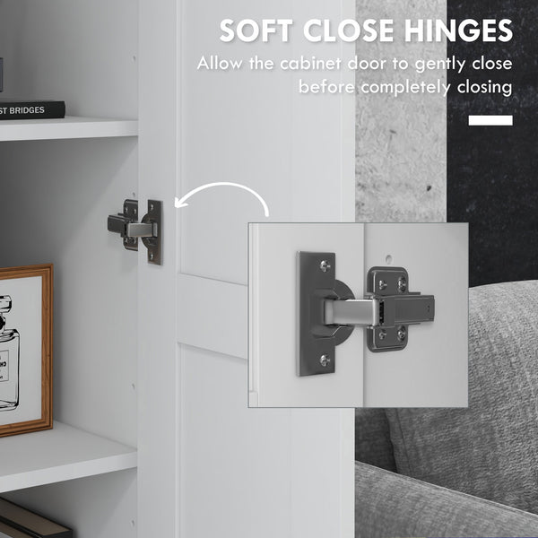 English Elm Homcom 71" Tall Storage Cabinet With Adjustable Shelves, Soft-Close Doors, Modern White Design W2225P229415
