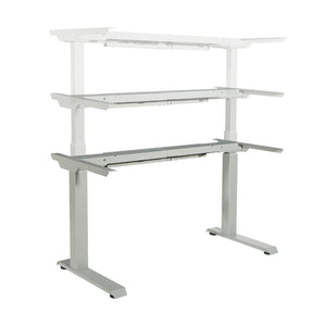 OSP Home Furnishings Electric Sit Stand Desk Base with Dual Motor Legs Whisper Quiet and Supports up to 250 Lb Silver A2EB322-SV