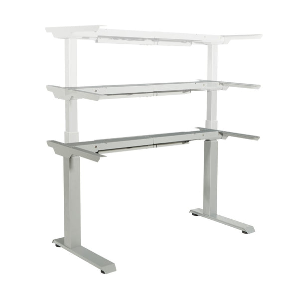 OSP Home Furnishings Electric Sit Stand Desk Base with Dual Motor Legs Whisper Quiet and Supports up to 250 Lb Silver A2EB322-SV