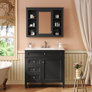 English Elm 36'' Modern Bathroom Vanity With Medicine Cabinet, Soft-Close Doors & Drawers For Stylish Storage SW000134AAB-1