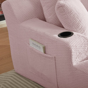 English Elm Oversized Chaise Lounge Chair with Plush Faux Fur Upholstery, Ergonomic Pocket-Spring Comfort, No Assembly Required Pink W2339P360533