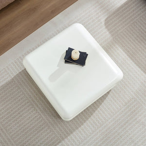 English Elm New Sculptural Fiberglass Coffee Table Low Profile Square Geometric Living Room Accent White W2085P374164