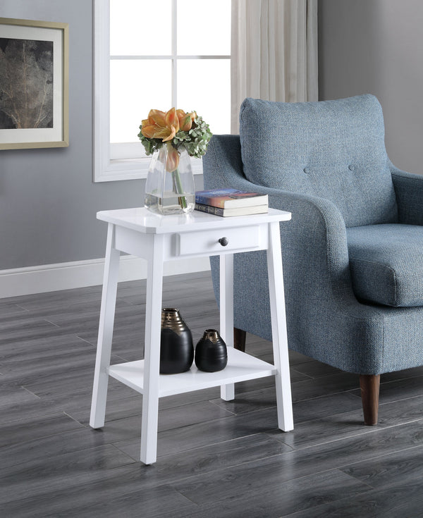 English Elm Kaife White Finish Accent Table with Drawer & Shelf, MDF Rectangular Top, 40lb Capacity, KD B2726P295243
