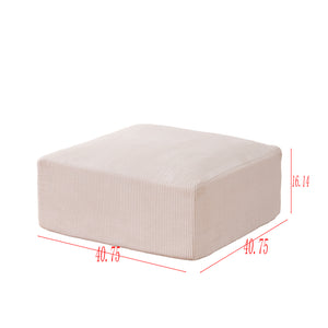 English Elm Boneless 113" U-Shaped Cloud Sectional Sofa — Plush Corduroy Full-Foam Modular Sleeper with Ottomans Beige+White W3401P346218