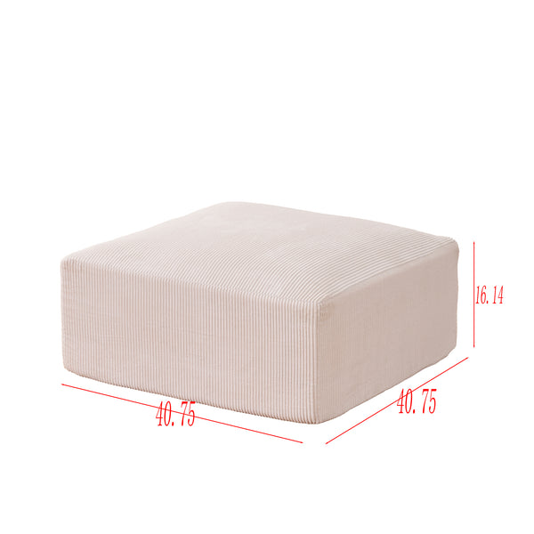 English Elm Boneless 113" U-Shaped Cloud Sectional Sofa — Plush Corduroy Full-Foam Modular Sleeper with Ottomans Beige+White W3401P346218