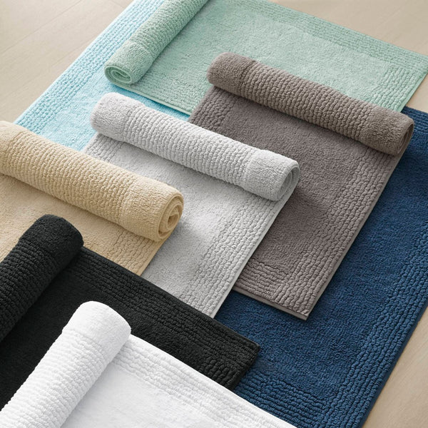 English Elm 1 Heavyweight Cotton Tufted Bath Rug Reversible Spa Grade Absorbent Floor Mat Navy B035P319557