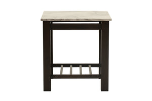 English Elm Modern Faux Marble Top Coffee Table with Antique Finish, Solid Legs & Open Lower Shelf, 47x24x18" Walnut 24 L x 21 W x 8 H B011P395605