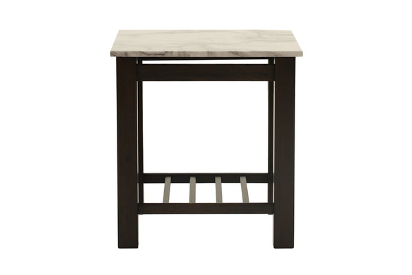 English Elm Modern Faux Marble Top Coffee Table with Antique Finish, Solid Legs & Open Lower Shelf, 47x24x18" Walnut 24 L x 21 W x 8 H B011P395605