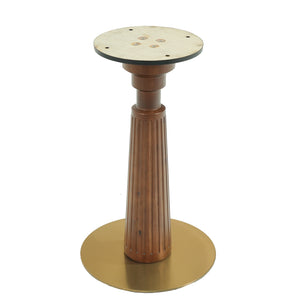 English Elm Modern Round Dining Table - 33.5" Sintered Stone Top With Wooden Legs & Gold Base, 2-Person Design W1535S00575