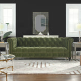 English Elm Alto 88" Tufted Chesterfield Sofa, Olive Green Performance Velvet