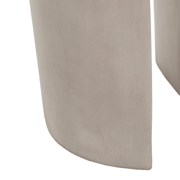 English Elm Christopher Knight Home® - Outdoor MGO Round U-Shape Side Table in Light Grey — Lightweight Concrete, Arch Stability, Modern Patio Accent N773P194632E