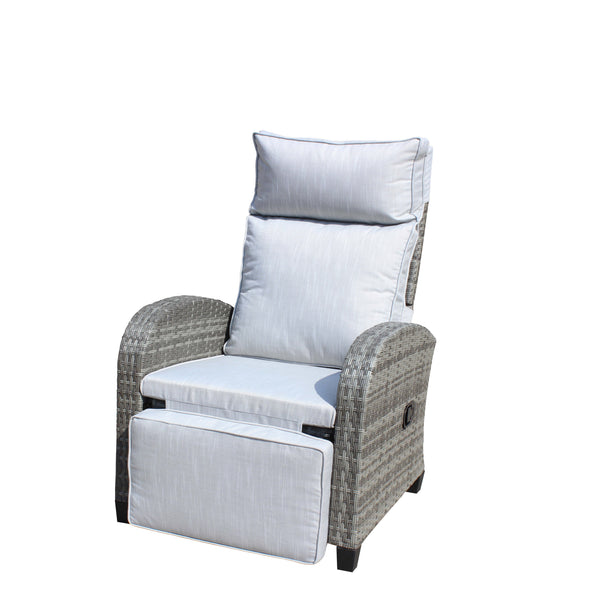 English Elm Outdoor Wicker Recliner Chair with Adjustable Back & Armrests, Grey PE Rattan, Cushioned, Weatherproof W209P292442