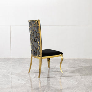 English Elm Dining chair black velvet set of 2 with snake-back design, mirror gold stainless steel legs, durable luxe comfort W2723P193692