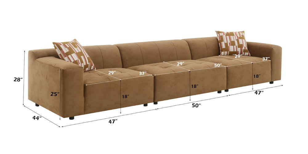 English Elm Contemporary Modular Living Room Sofa in Chocolate Suede with Pocket Coil Support B2726S00574