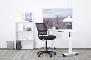 OSP Home Furnishings Deluxe Mesh Back Drafting Chair with Lumbar Support and Pneumatic Height Control 13-37N20D