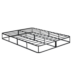 English Elm Full Full Mattress Foundation 53"x74" Black Metal Frame with Textured White Cover, 600lb Capacity B011P197731