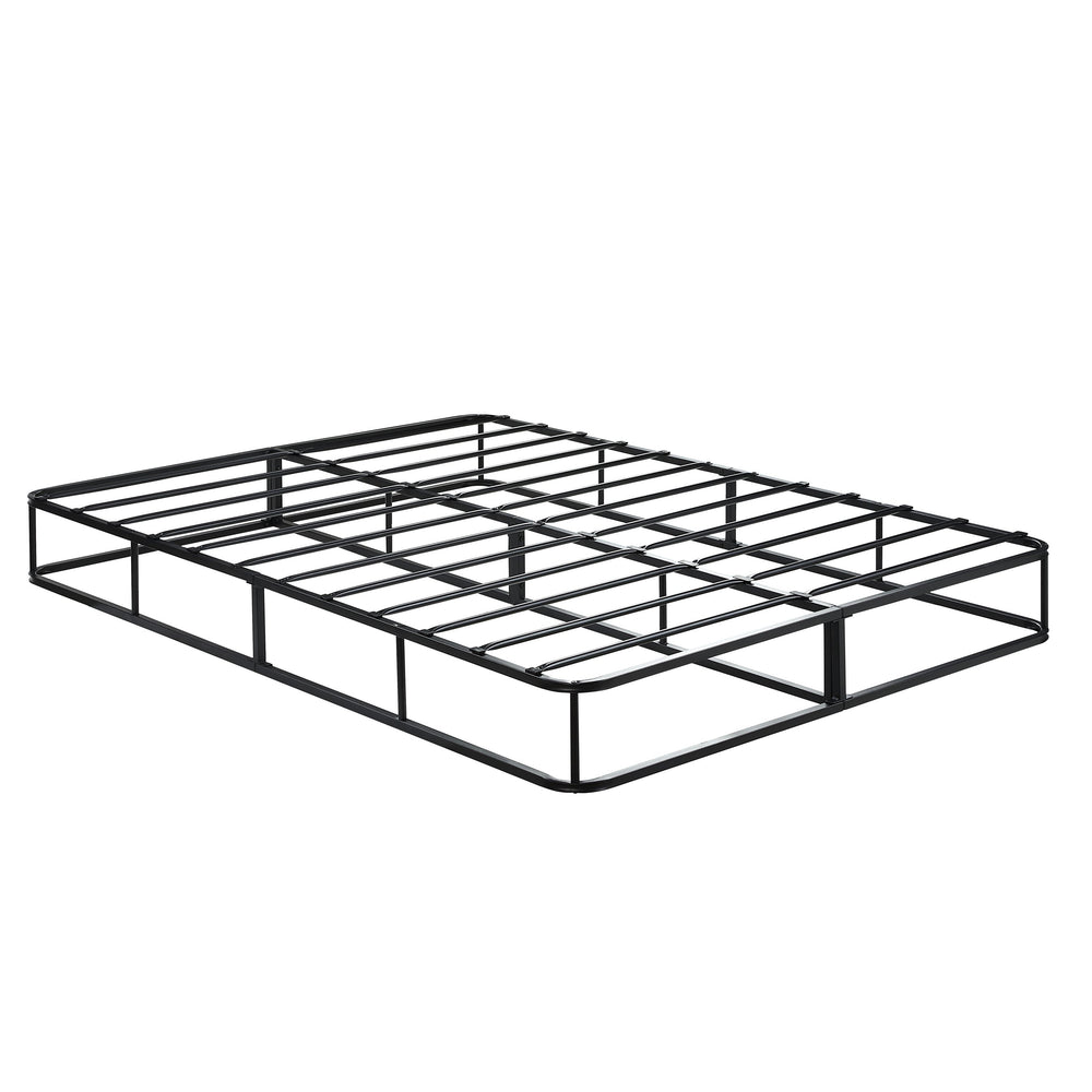 English Elm Queen Metal Mattress Foundation with 600lb Capacity, Black Frame & Textured White Cover, 59x79x8.5" B011P197730